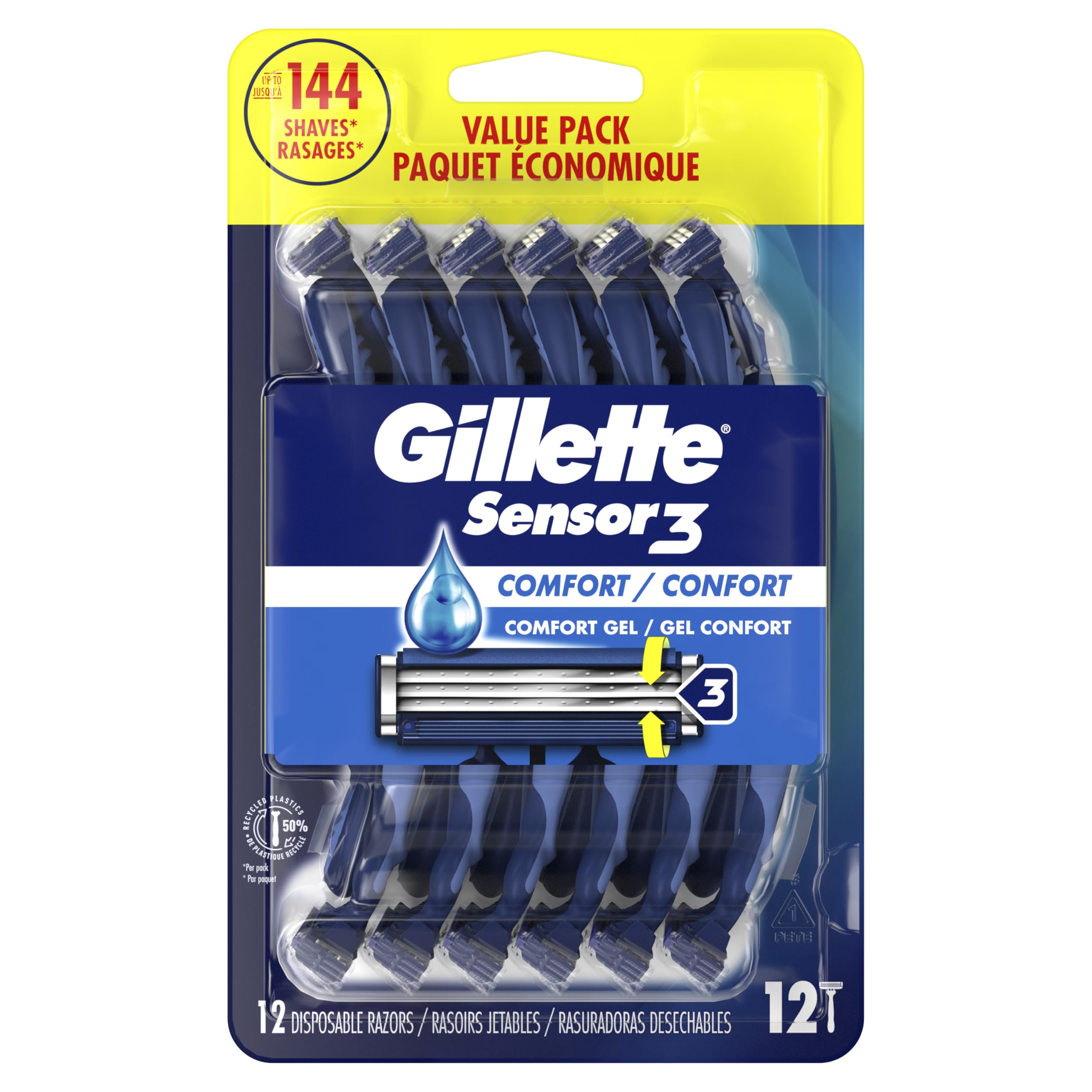 Gillette Sensor3 Comfort disposable razor designed for everyday use