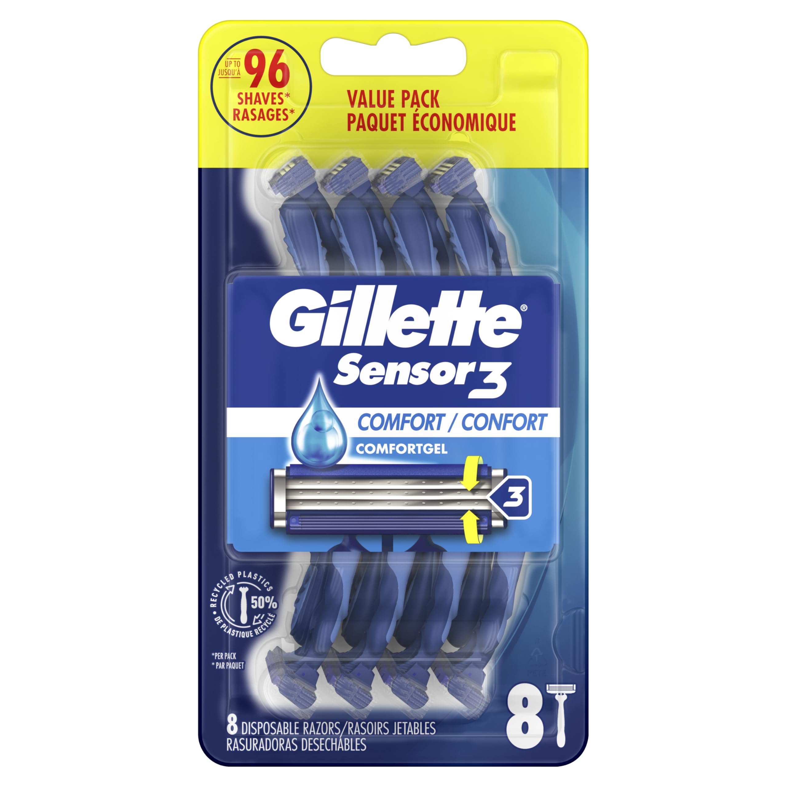 Gillette Sensor3 Comfort razor dry-rinse friendly design for easier cleanup.