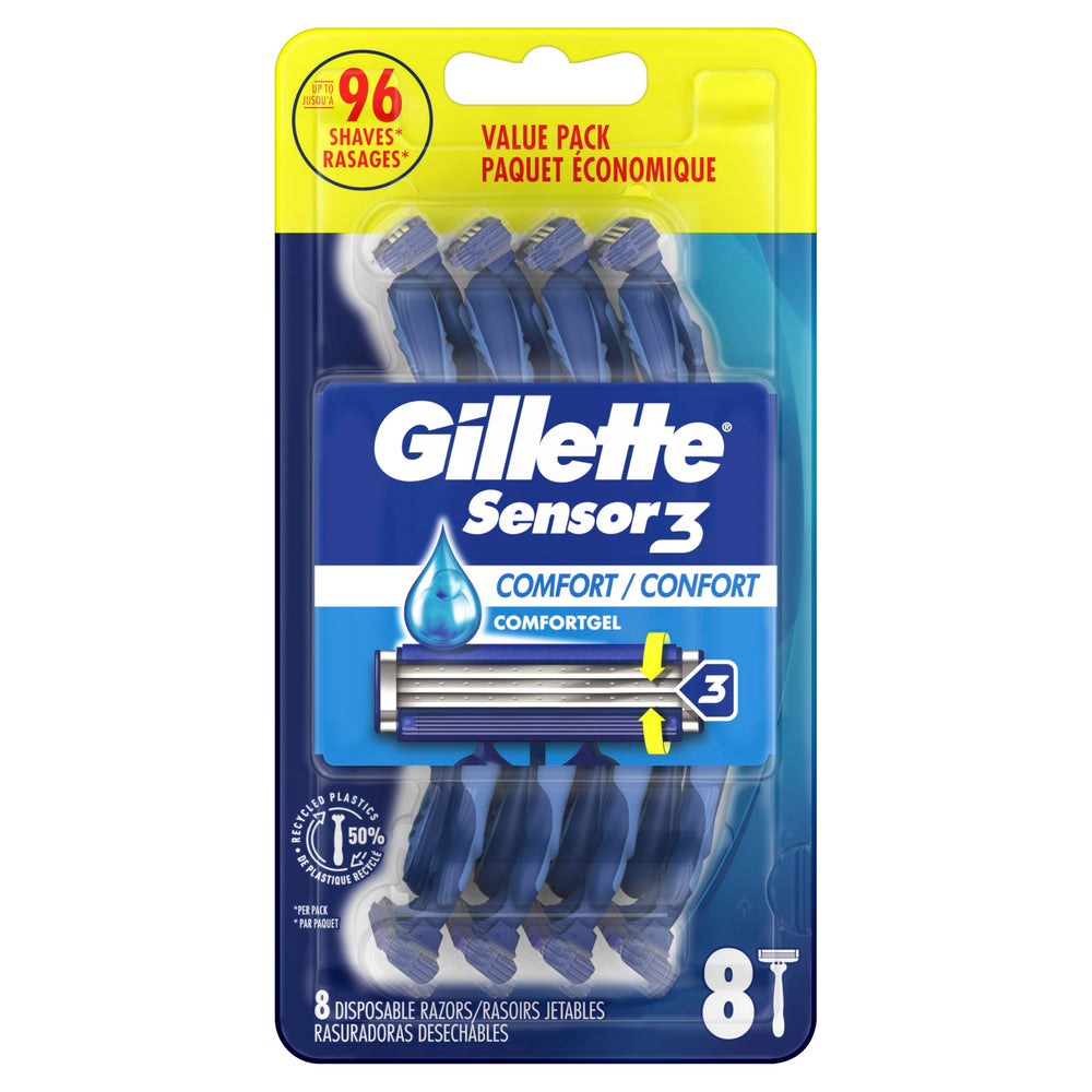 Gillette Sensor3 Comfort razor dry-rinse friendly design for easier cleanup.