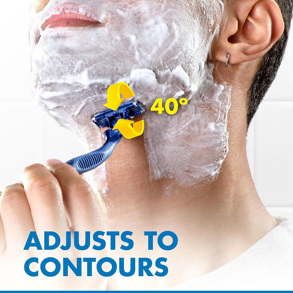 Gillette Sensor3 Comfort razor skin-glide for reduced nicks.
