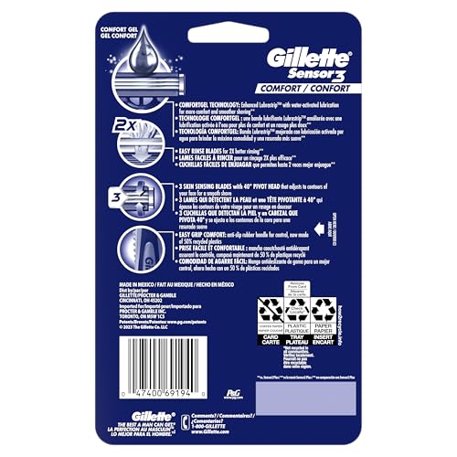 Gillette Sensor3 Comfort twelve-razor pack handy for home or travel