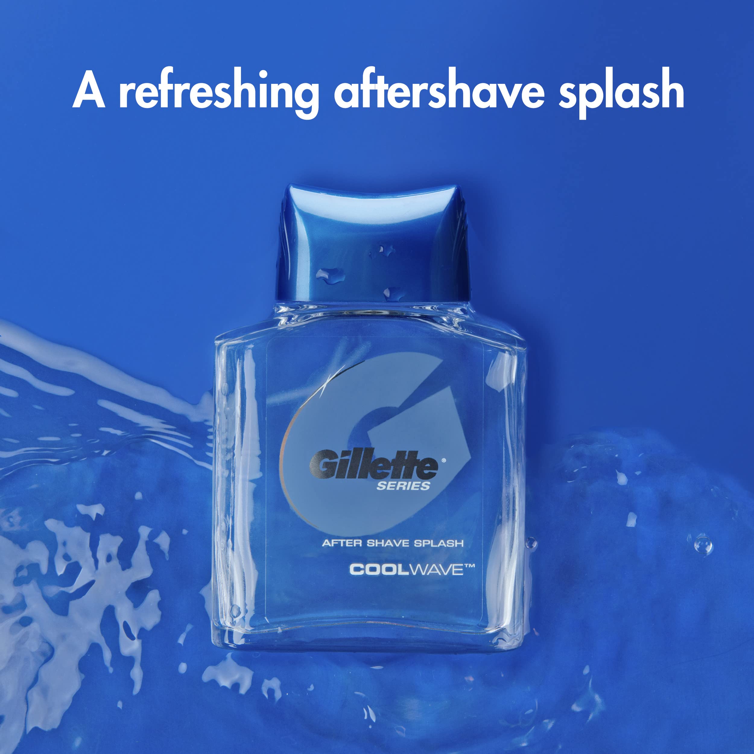 Gillette Series Cool Wave bottle cap close-up shows secure seal and premium feel