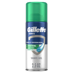 Gillette Series soothing shave gel bottle closeup showing protective formula