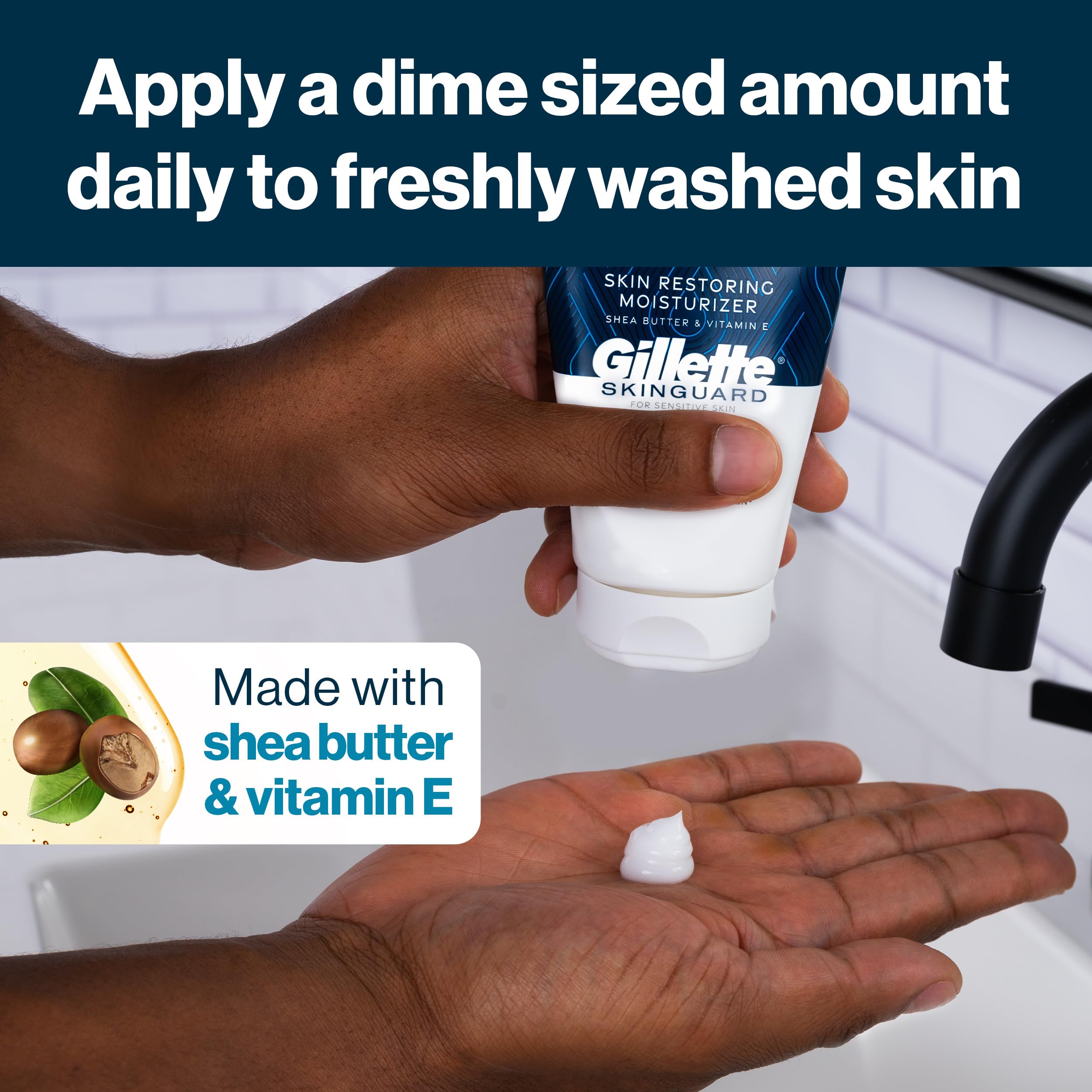 Mint and lavender scent notes on Gillette SkinGuard moisturizer.