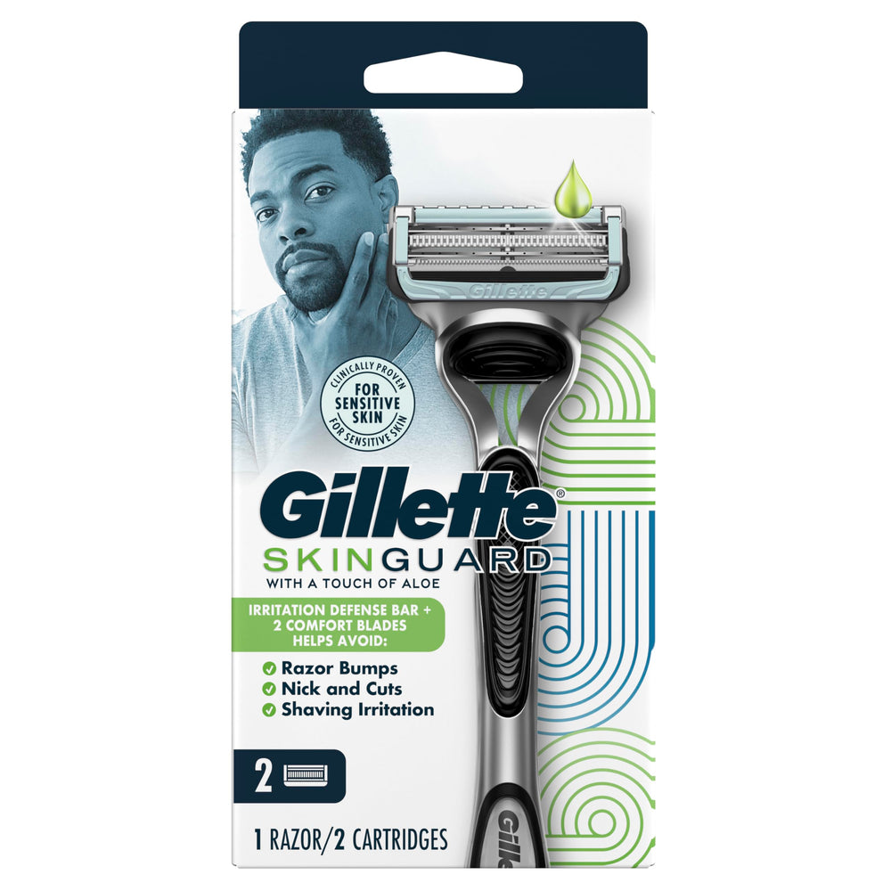 Gillette SkinGuard precision-back blade helps you perfect edges.