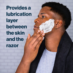 Gillette SkinGuard gel applied on wet skin enhances razor glide.