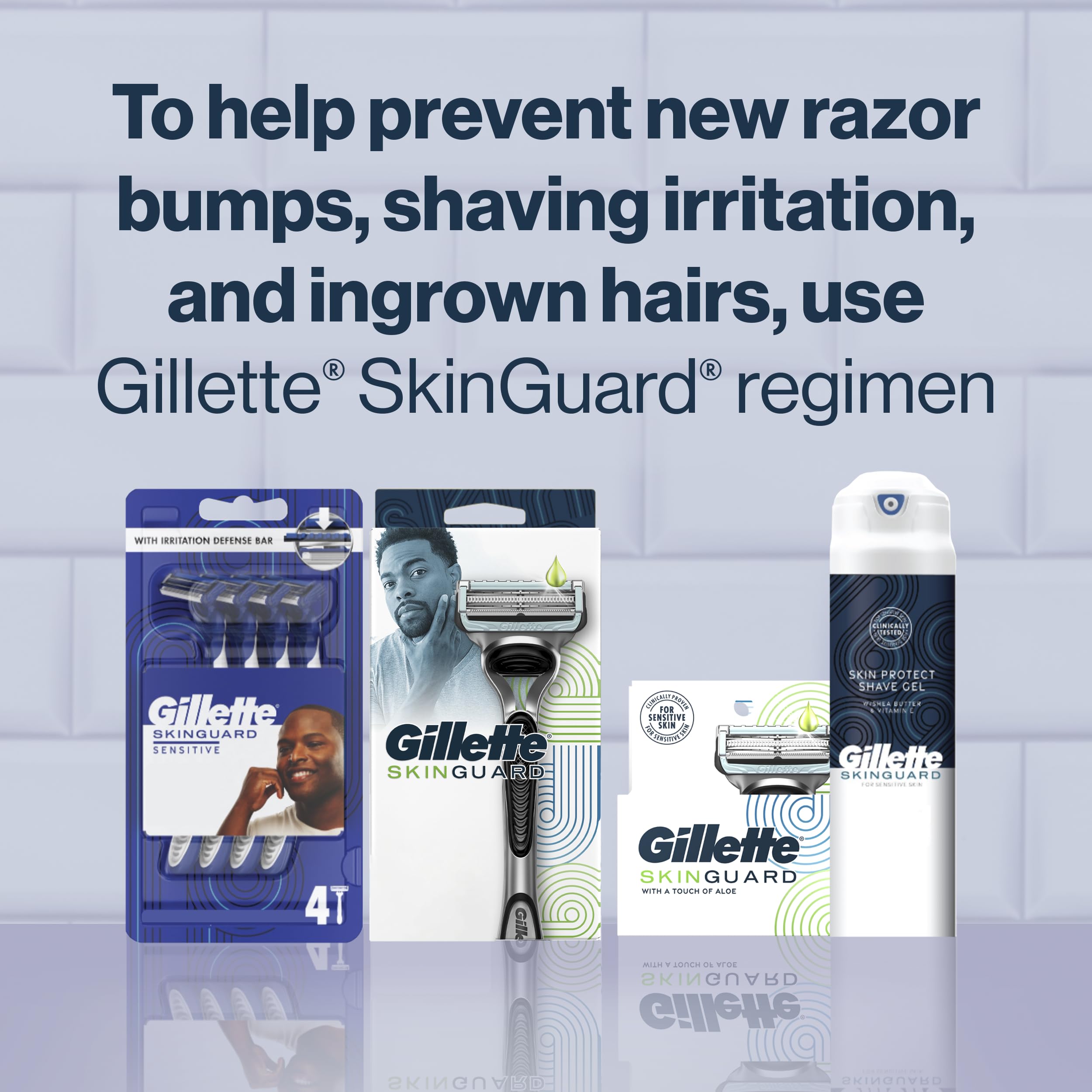 Gillette SkinGuard thinnest blades close-up for gentle, close results.