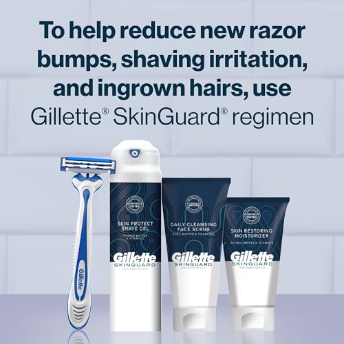 Gillette SkinGuard razor rinsed under water for easy cleanup.