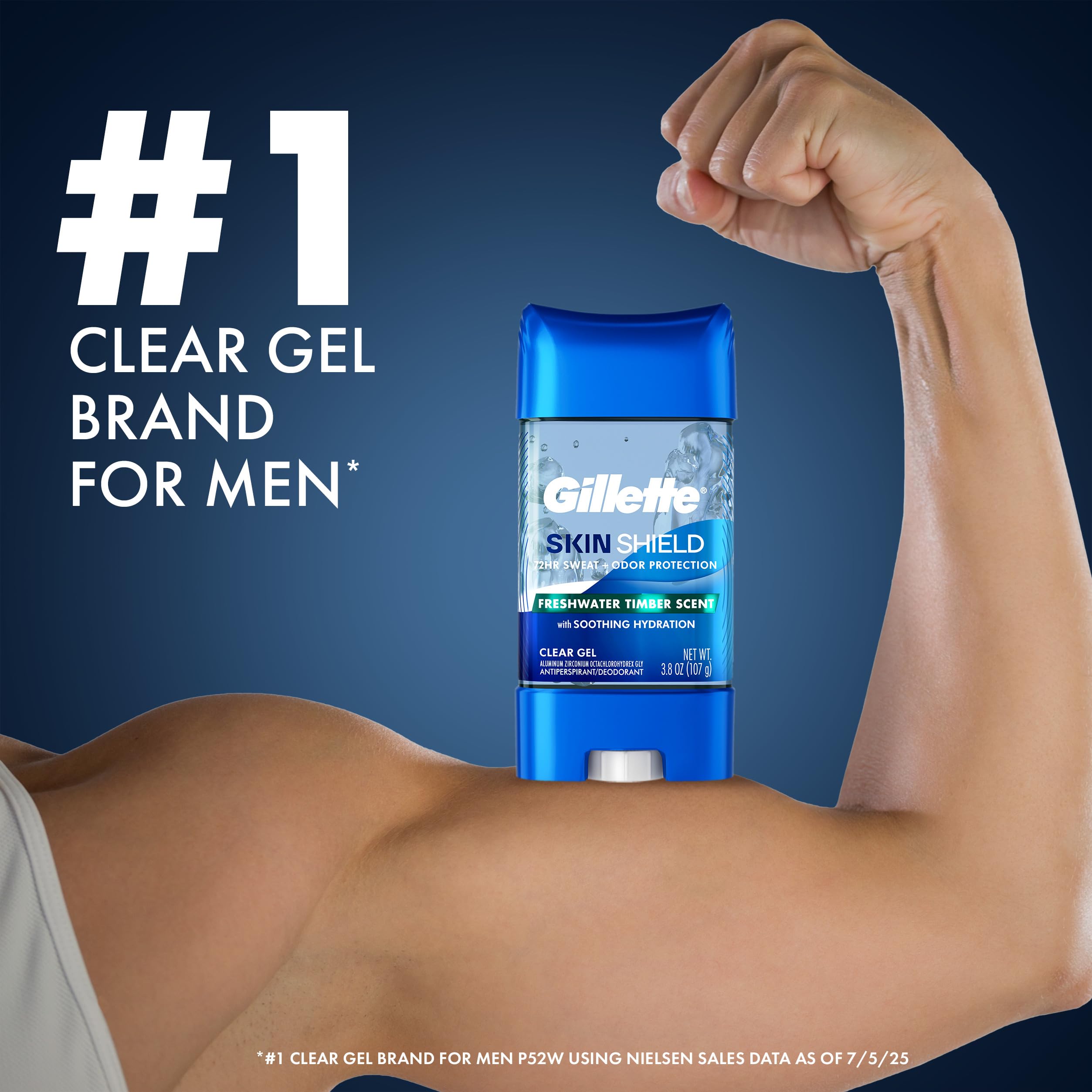 Gillette SkinShield gel desodorante, fórmula sin alcohol para piel suave.