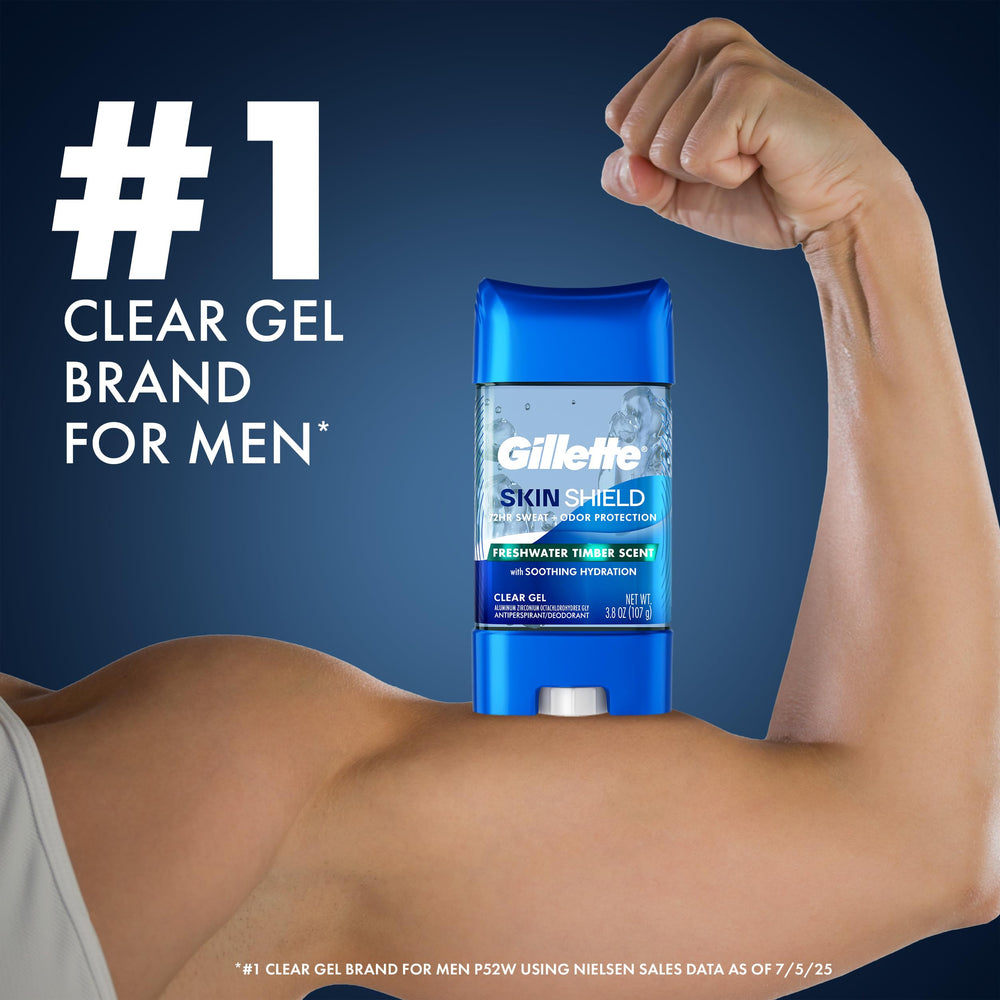 Gillette SkinShield gel desodorante, fórmula sin alcohol para piel suave.
