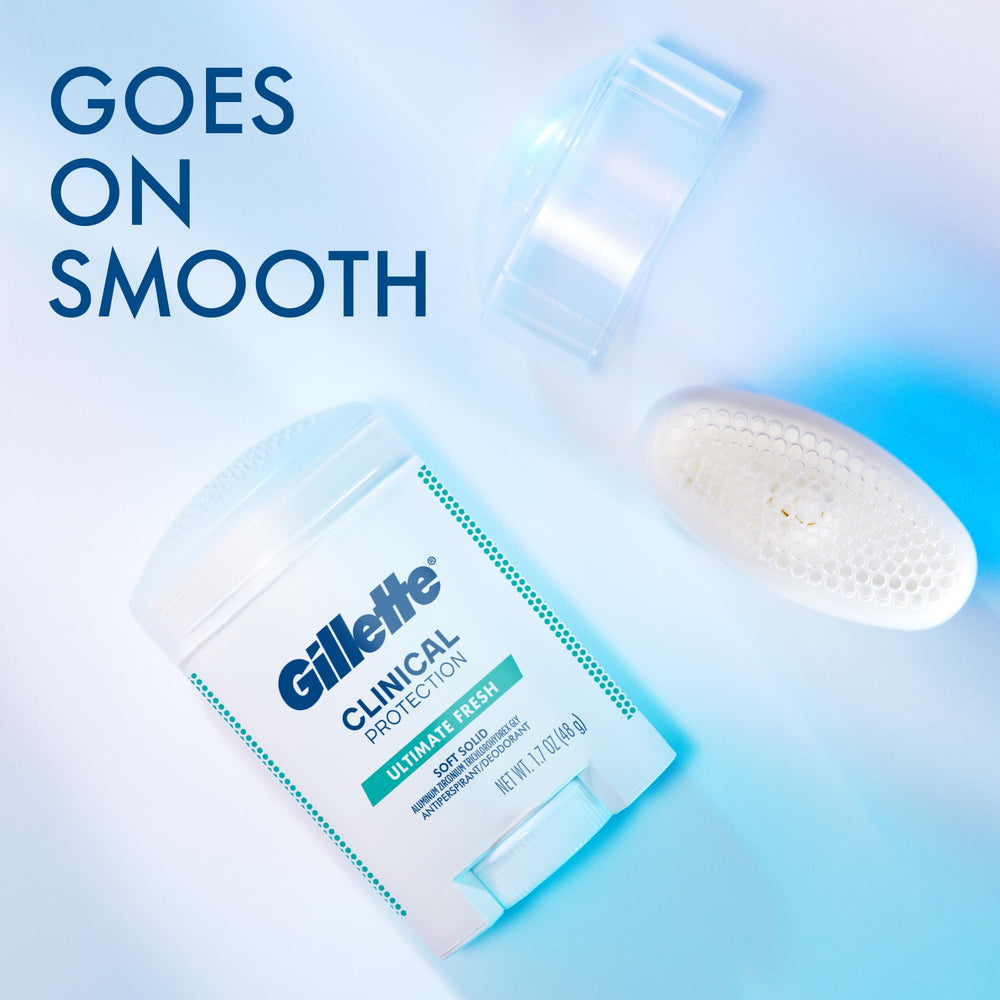 Gillette Soft Solid skin conditioning image suggests gentle, skin-friendly use