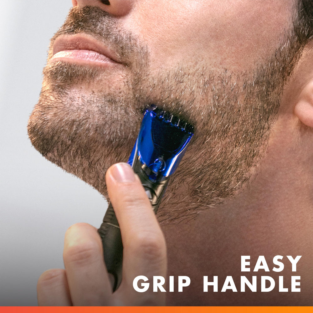 Gillette Styler compatible with five-blade refills for versatile use.