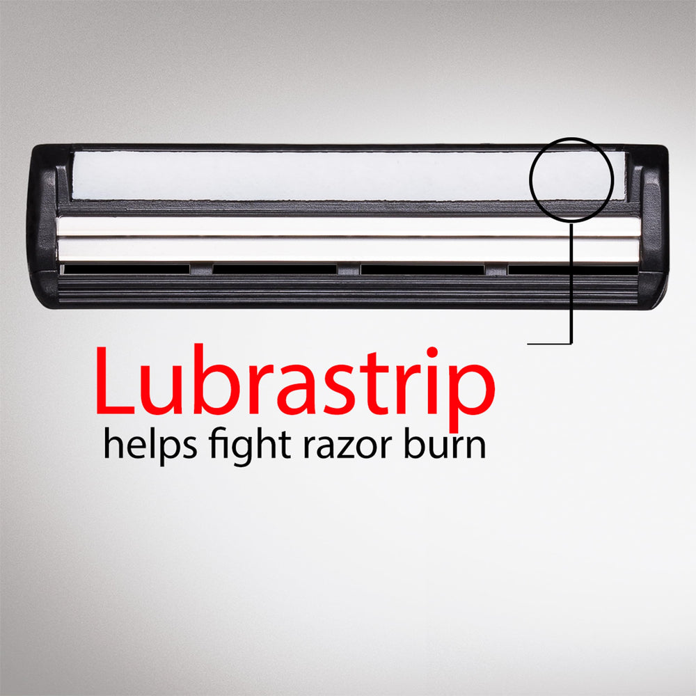 Gillette TRAC II Plus Lubrastrip comfort on blades for glide and irritation reduction.