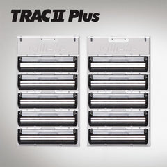 Gillette TRAC II razor head close-up emphasizing fixed head for contour control