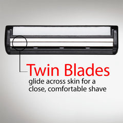 Gillette TRAC II twin blades delivering clean, precise passes across the jawline