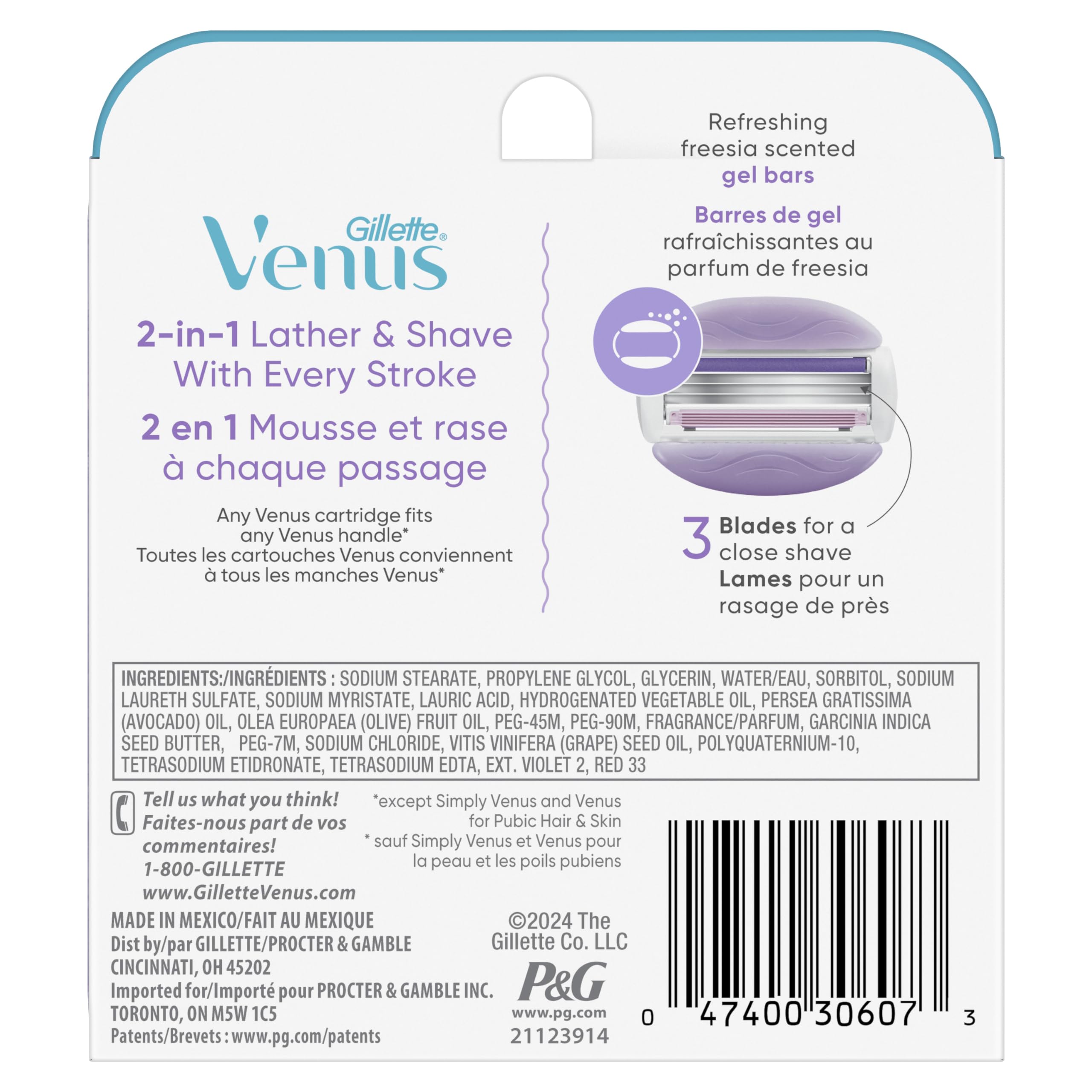Gillette Venus ComfortGlide refills support up to 30 days of shaves at 2x weekly use.
