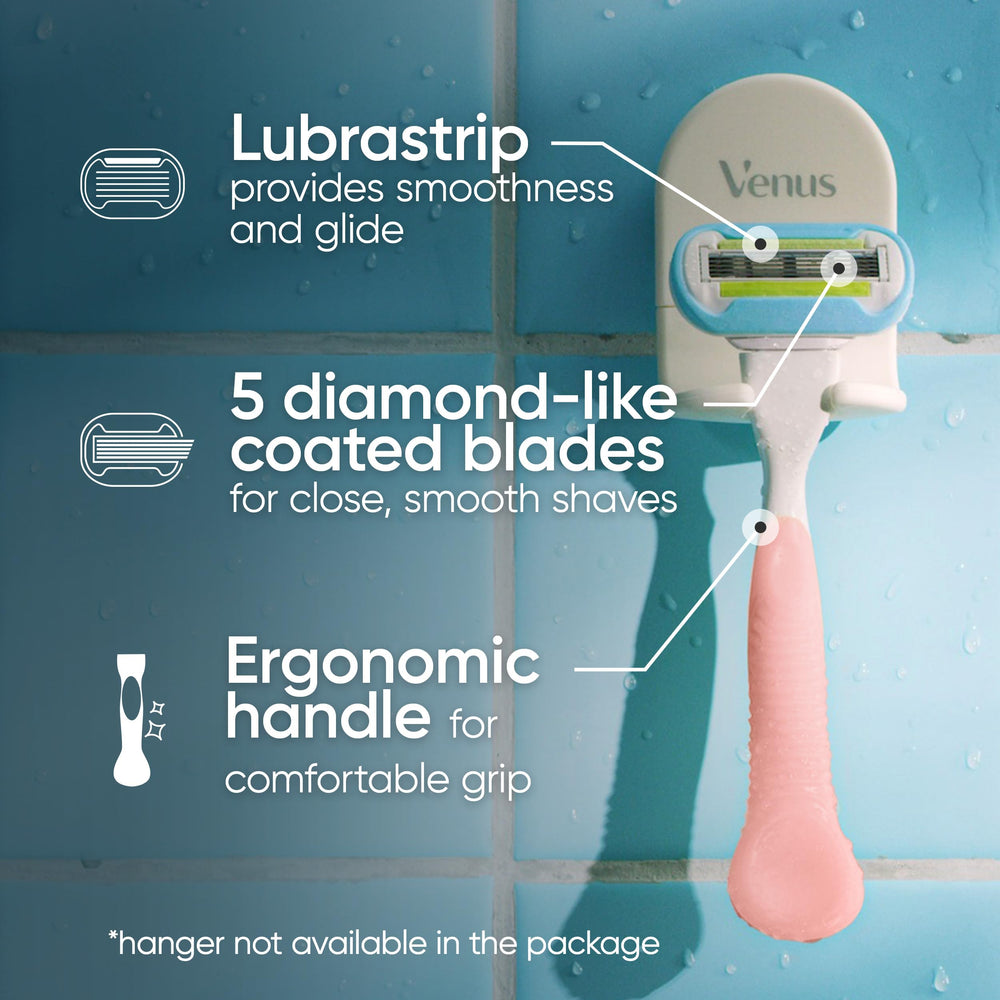 Gillette Venus 5-blades diamond-coated blades deliver a lasting smooth shave.