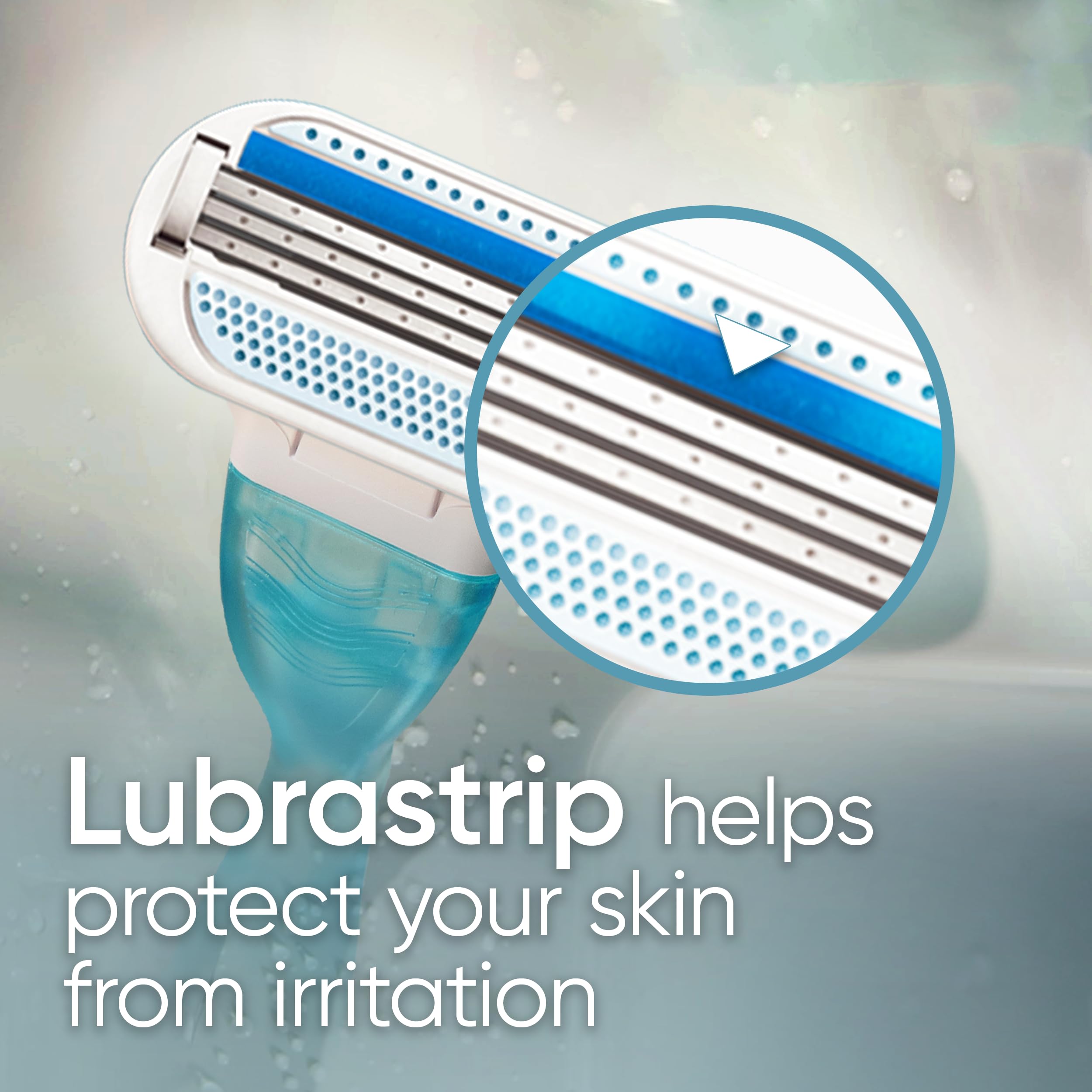 Gillette Venus Razor blue indicator strip fades when the shave quality declines.