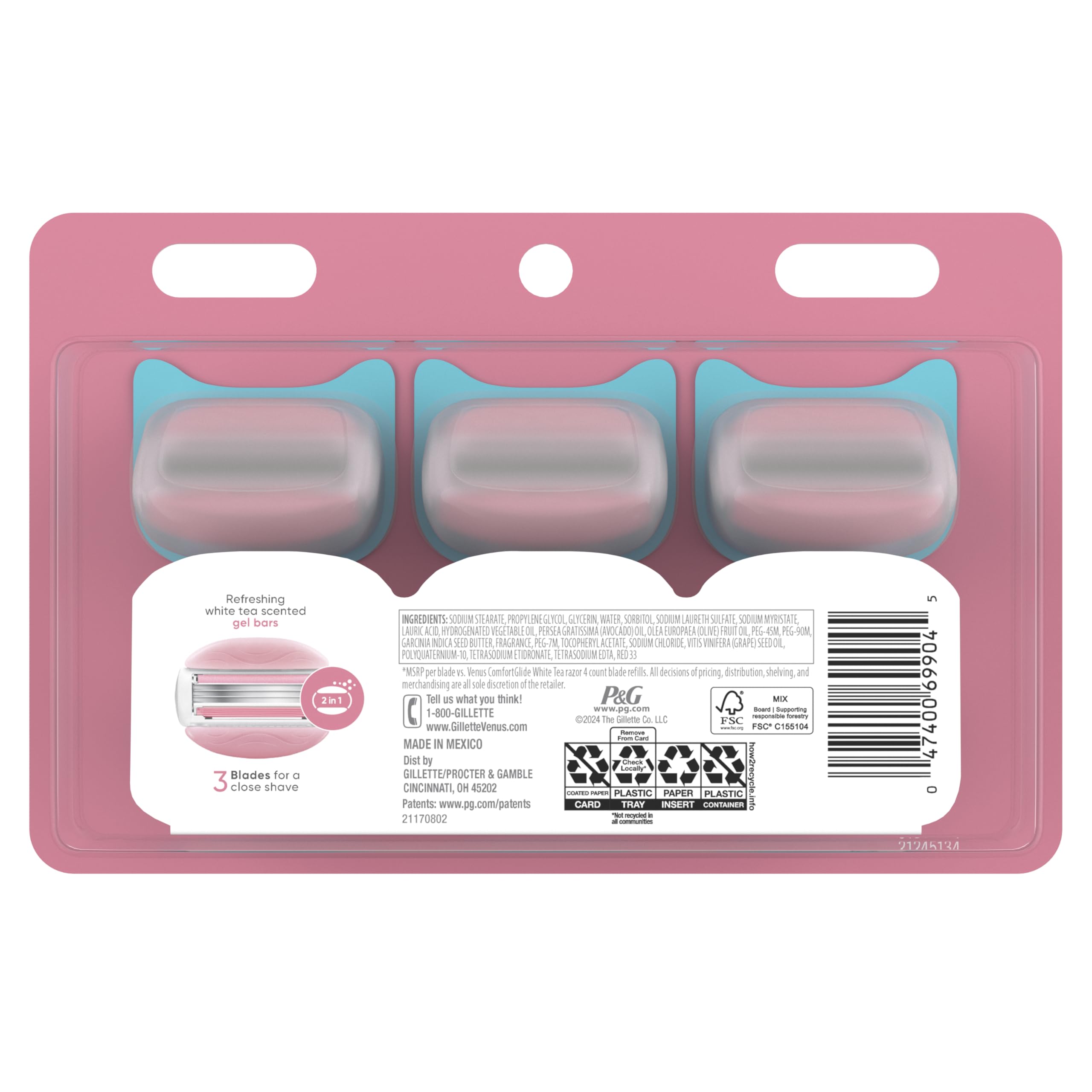 Compact display of Venus ComfortGlide care range and options.