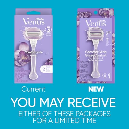 Gillette Venus ComfortGlide Freesia gel bars for lather and shave in one stroke.
