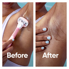Gillette Venus ComfortGlide White Tea pivoting head follows curves for precise shaving.