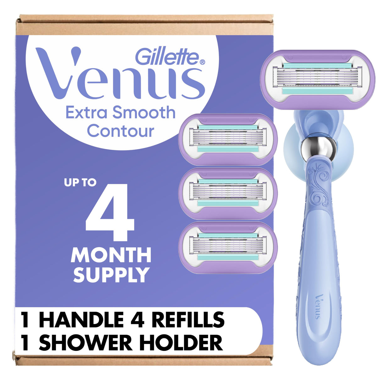 Gillette Venus Deluxe Smooth Swirl handle for comfortable grip and precise shaving