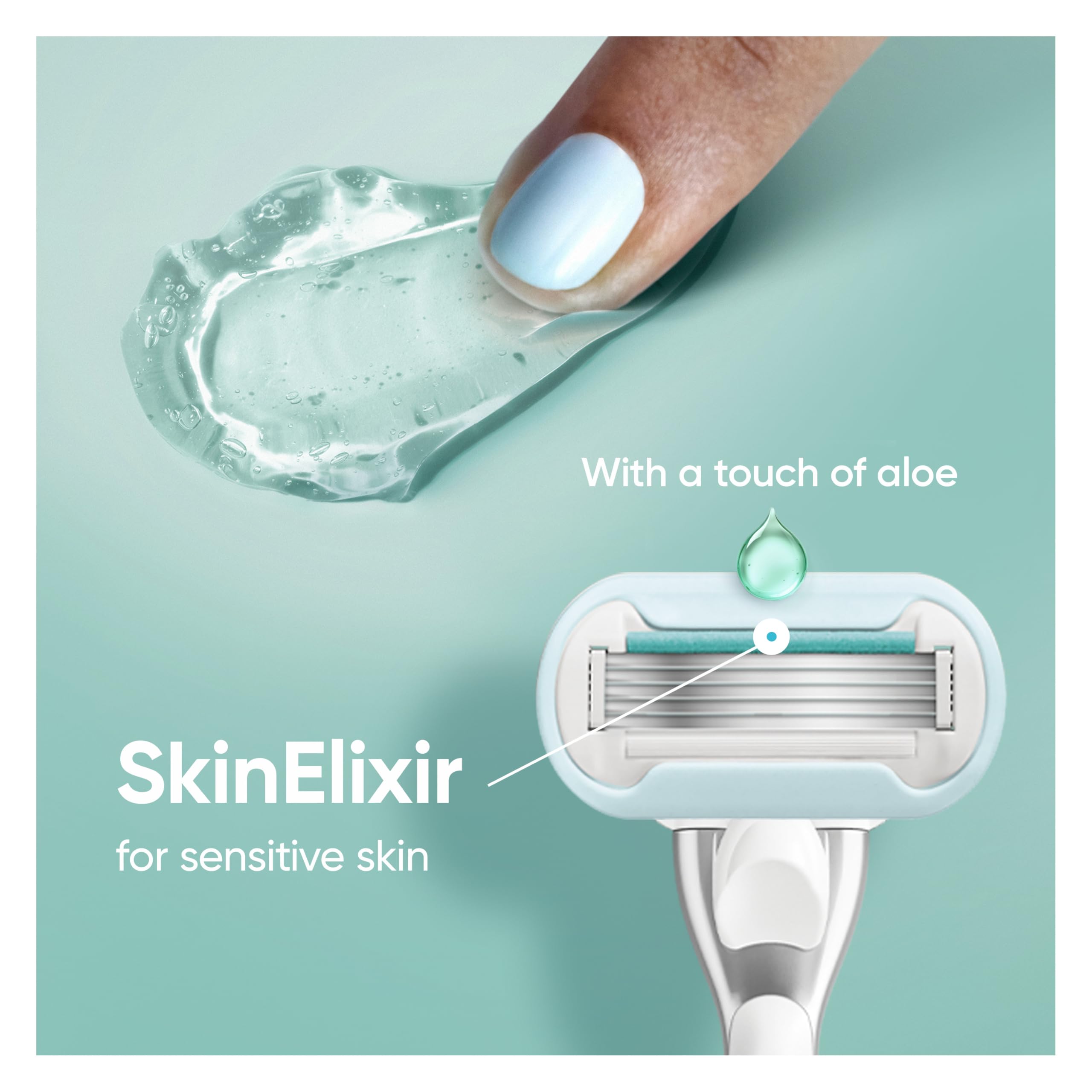 Gillette Venus Extra Smooth Sensitive razor with ergonomic metal handle.