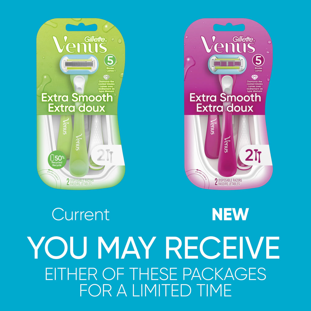 Gillette Venus Extra Smooth Green disposable razor handle profile highlighting comfortable grip