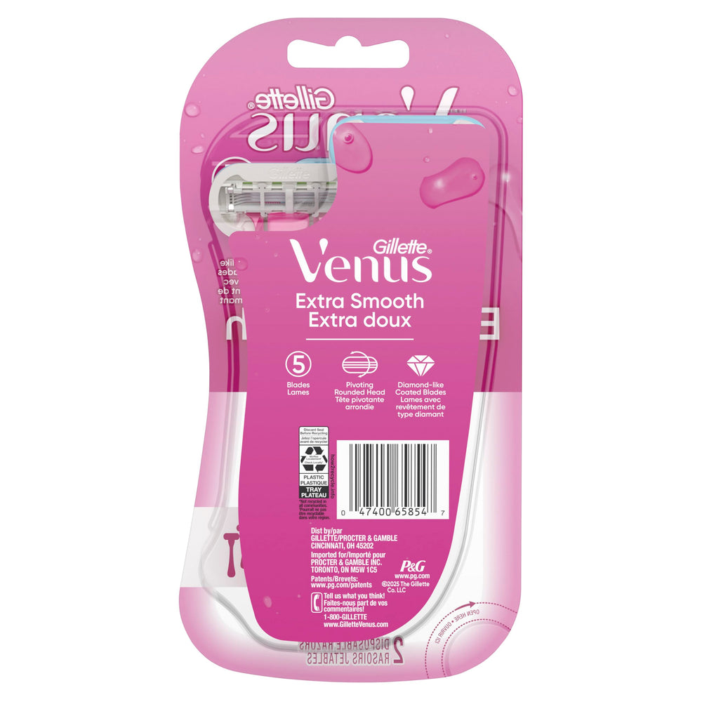 Sleek design of Gillette Venus Extra Smooth Green disposable razor for daily routines