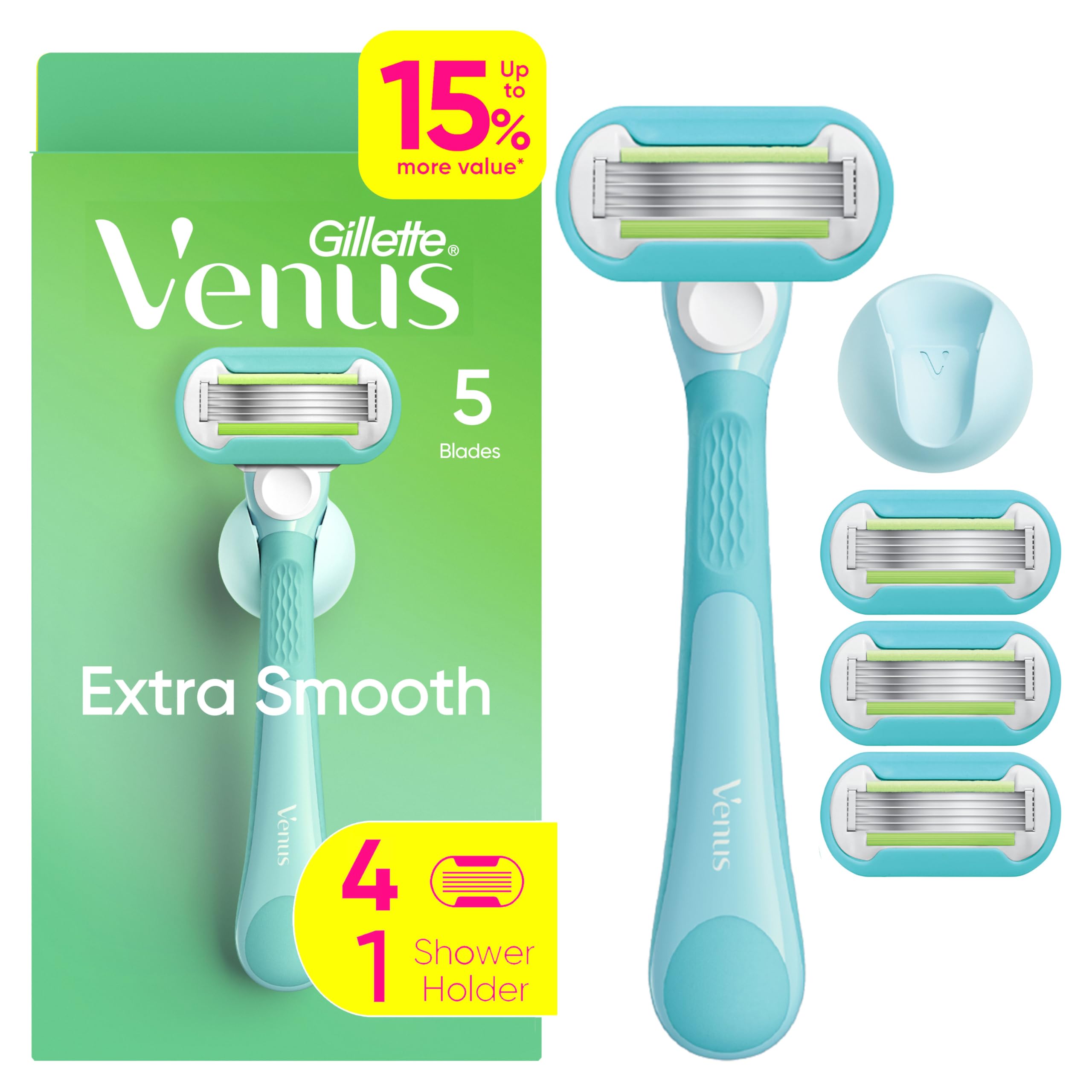 Gillette Venus Extra Smooth razor handle for a comfortable grip during shaving.