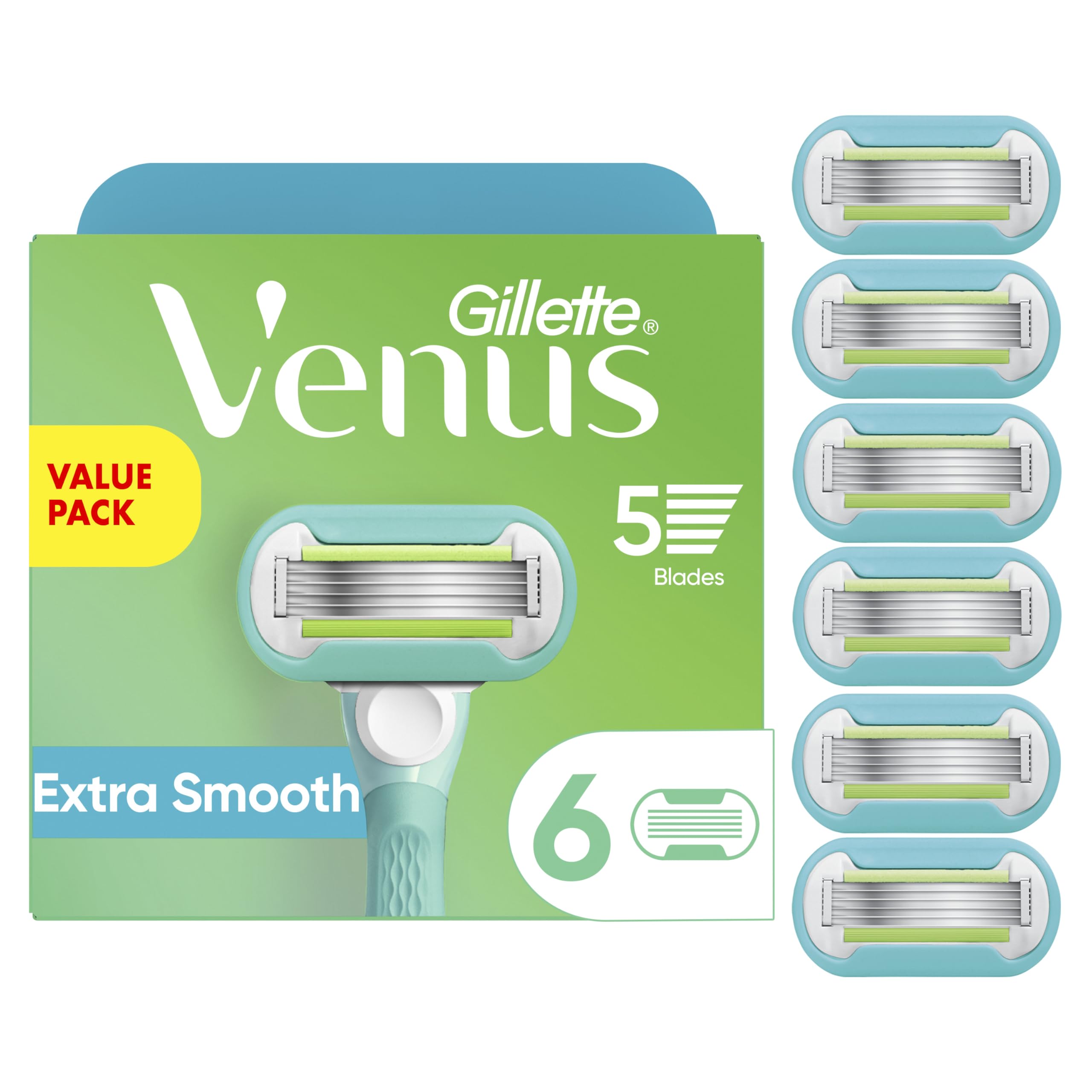 Gillette Venus Extra Smooth refill with 5 blades for a close shave