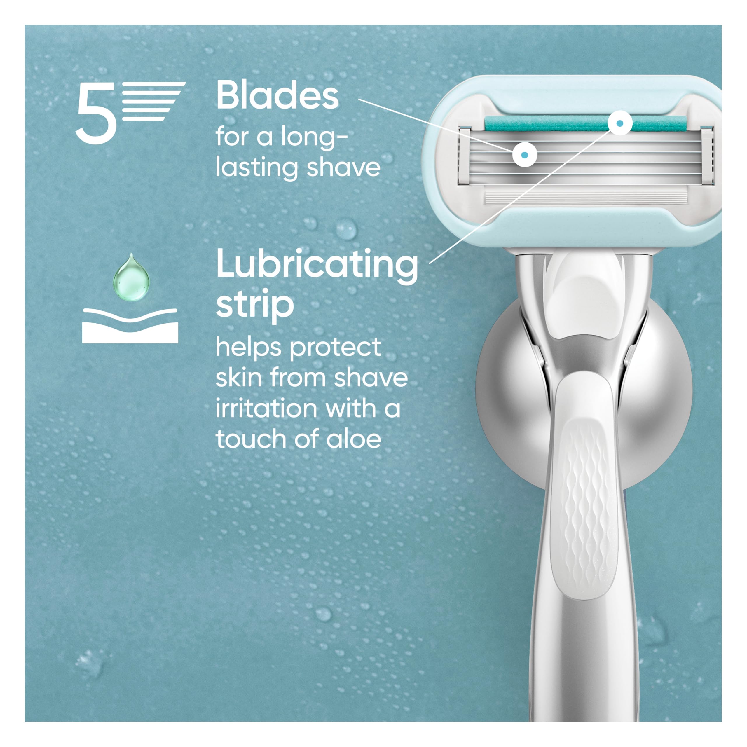Close-up of Gillette Venus Extra Smooth Sensitive 5-blade refill for close shave
