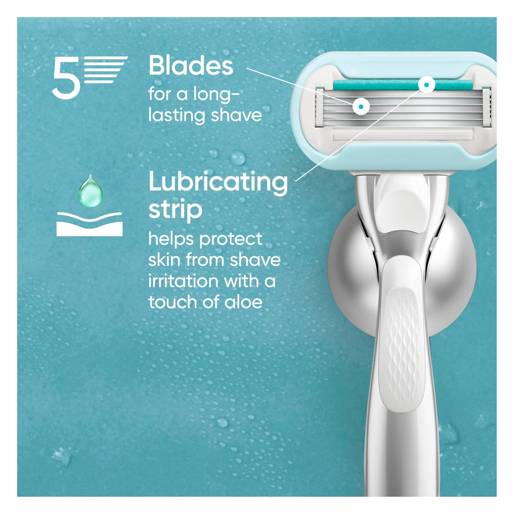 Close-up of Gillette Venus Extra Smooth Sensitive 5-blade refill for close shave
