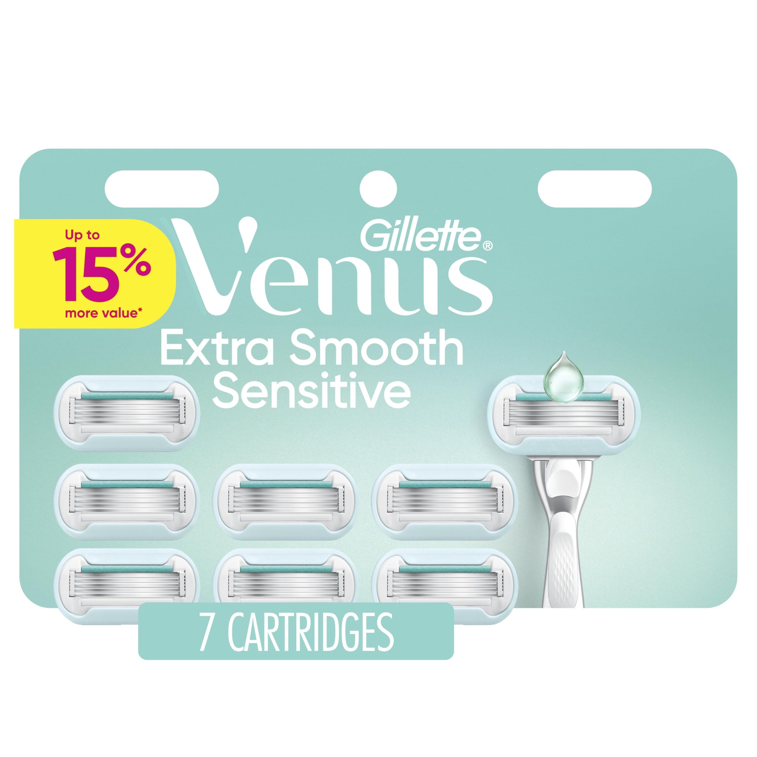 Gillette Venus Extra Smooth Sensitive razor refill with aloe strip glides on sensitive skin