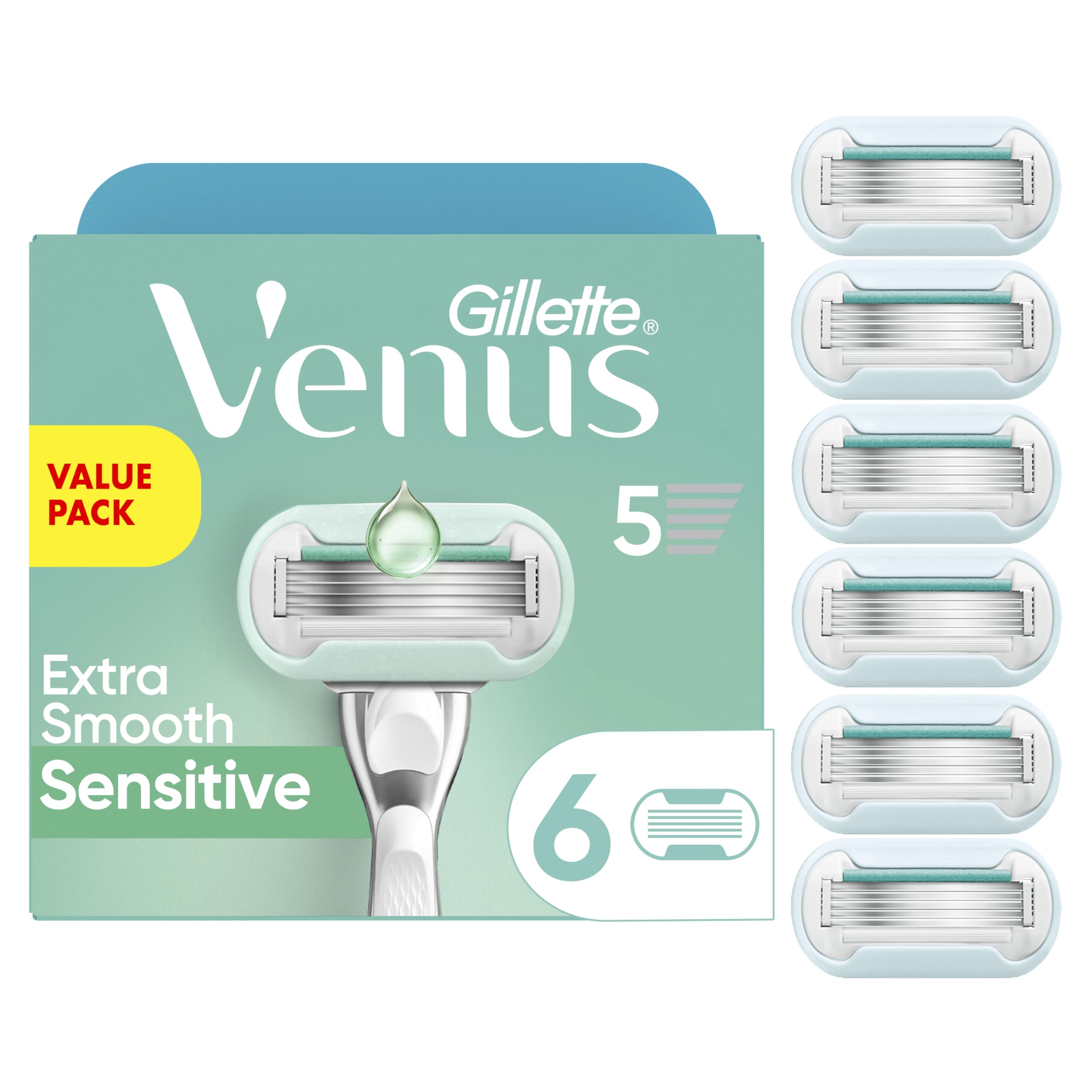 Gillette Venus refill pack shows a gentle, long-lasting shave for sensitive skin