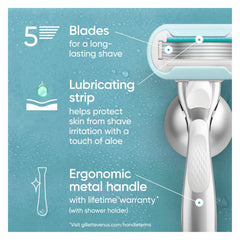 Refill cartridge for Gillette Venus Extra Smooth Sensitive offering long-lasting shaves.