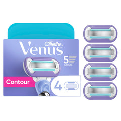 Gillette Venus Extra Smooth Swirl refill 4-count with five blades for close shaving.