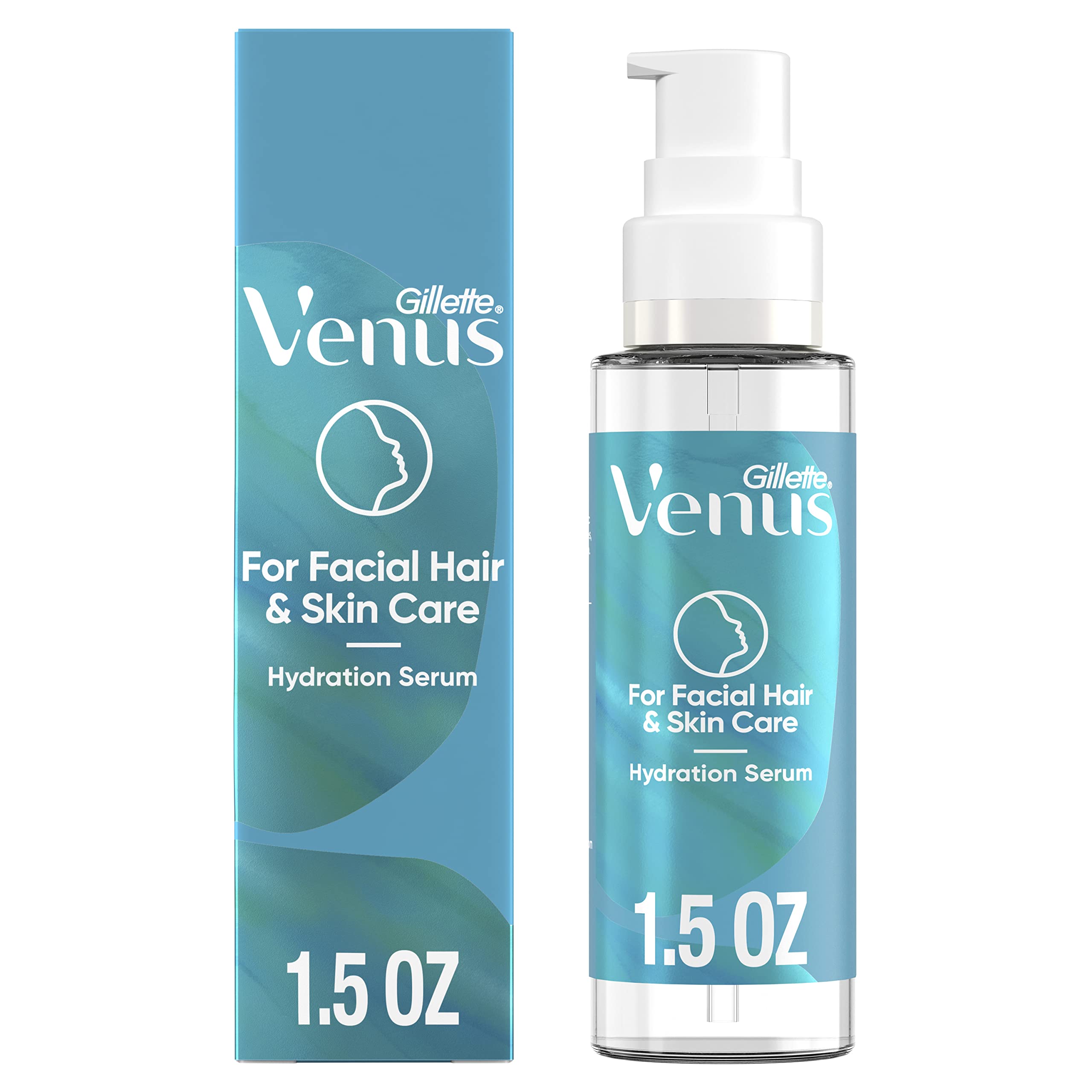 Gillette Venus Facial Hydration Serum bottle shown for post-dermaplaning hydration