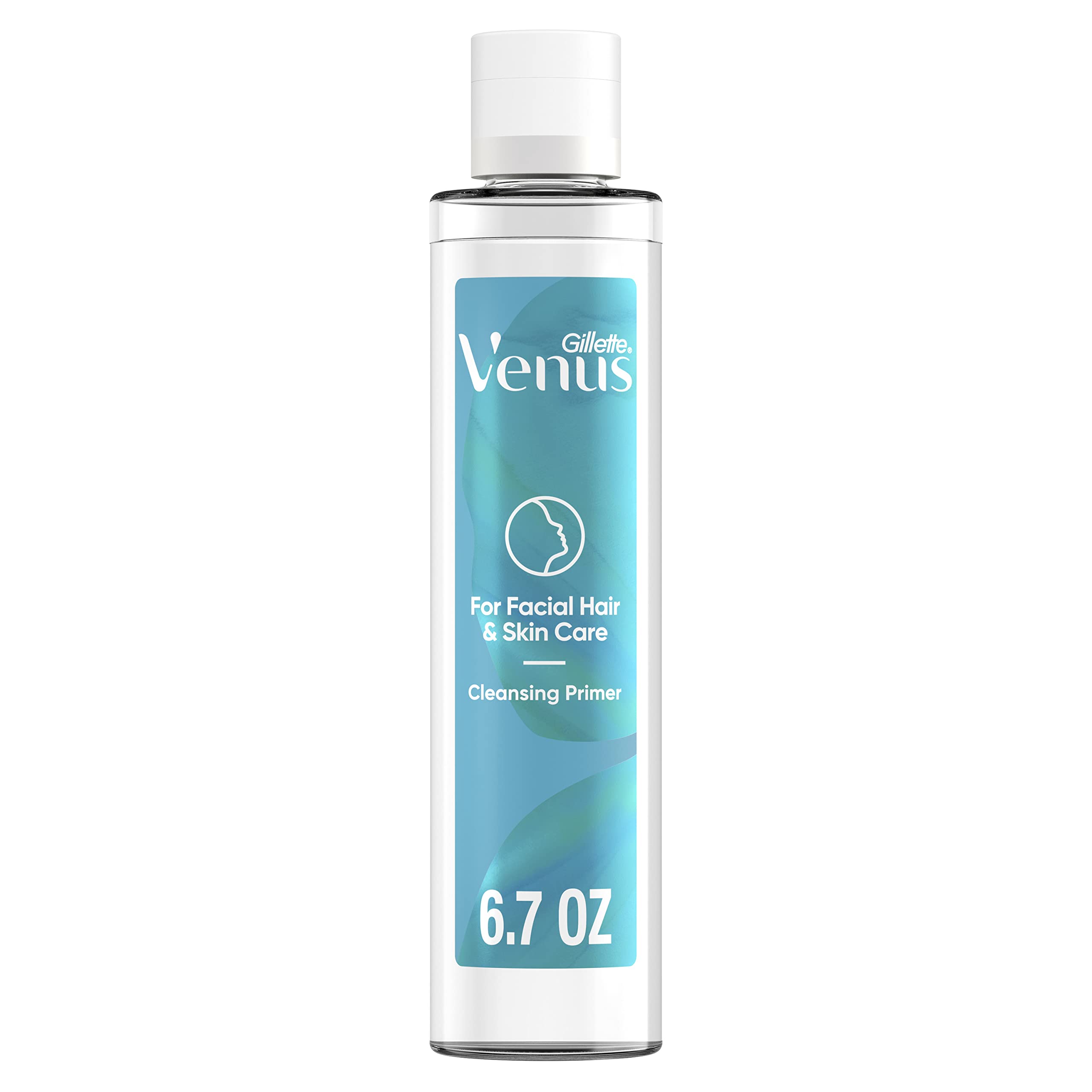 Gillette Venus facial primer packaging showing fragrance-free formula for sensitive skin