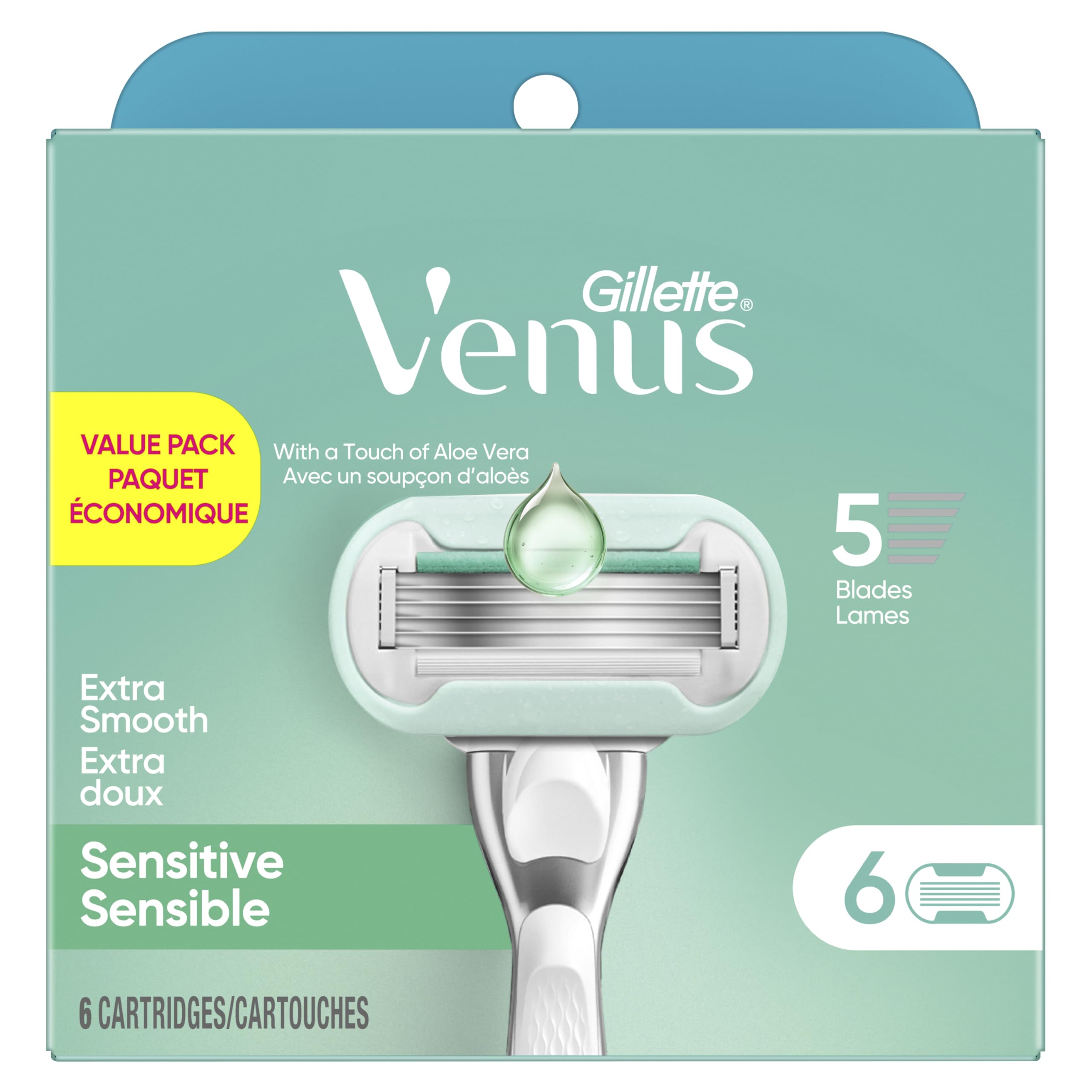 Gillette Venus holiday gift image positions the 6-pack as a stocking-stuffer