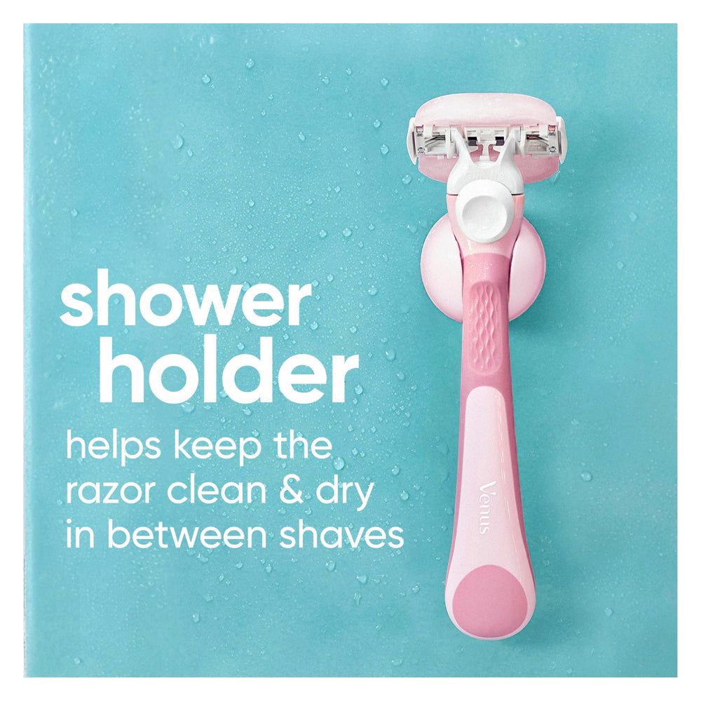 Holiday gift-ready packaging featuring Venus ComfortGlide razor and gel bars.