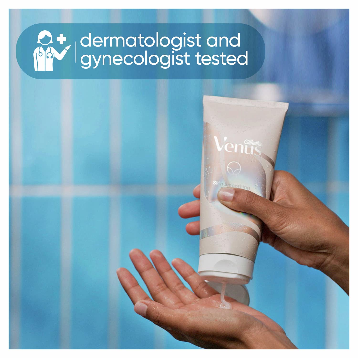 Gillette Venus intimate exfoliant pre-shave application for smoother skin prep.