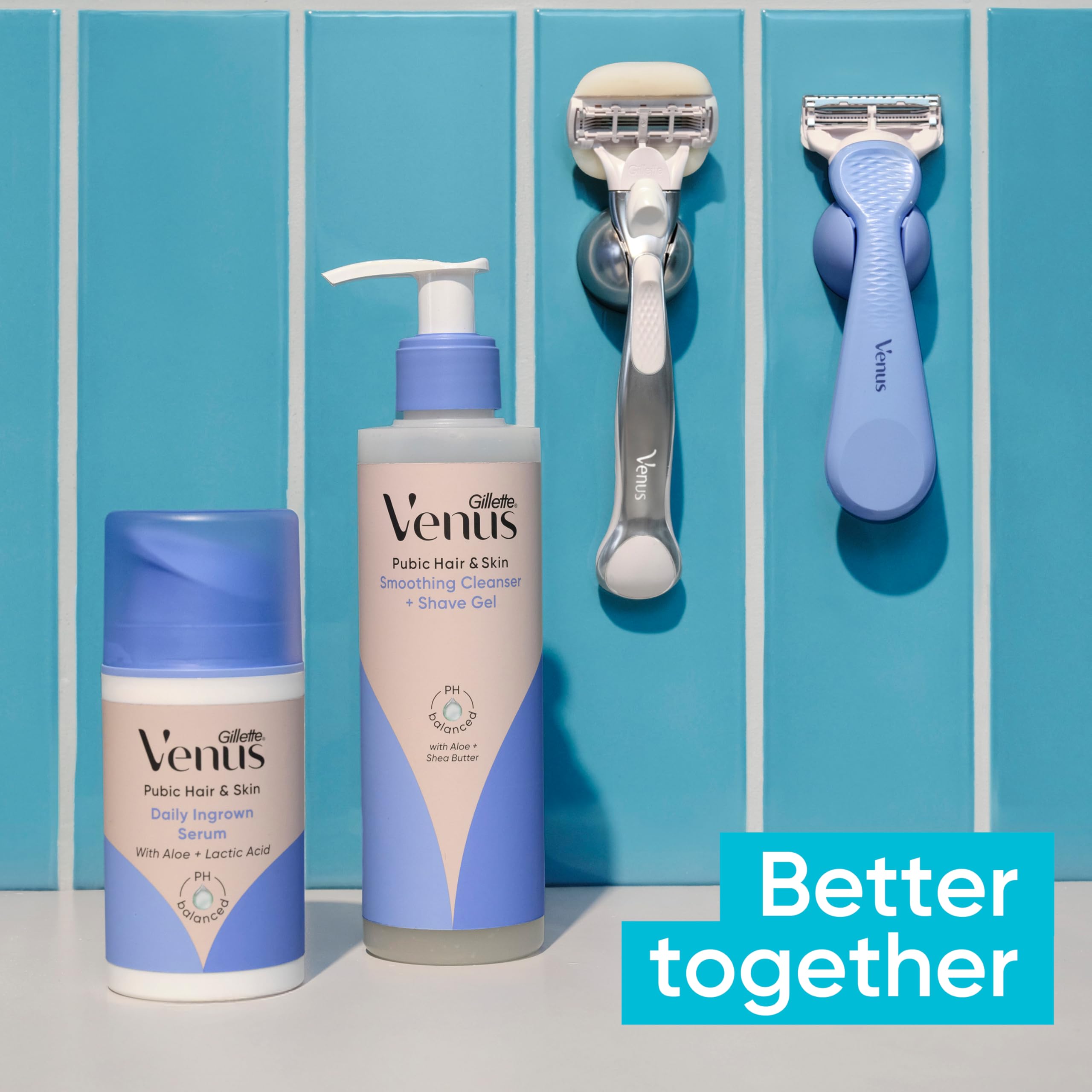 Blades of Gillette Venus Intimate Razor close-up showcasing sharp performance.