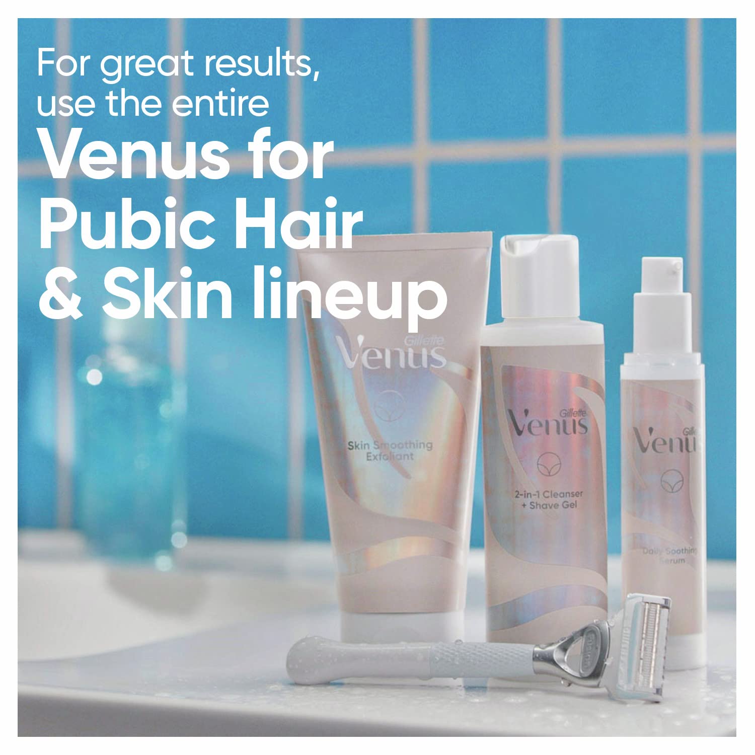 Gillette Venus Intimate Serum dispense pump demonstrates easy, mess-free application.