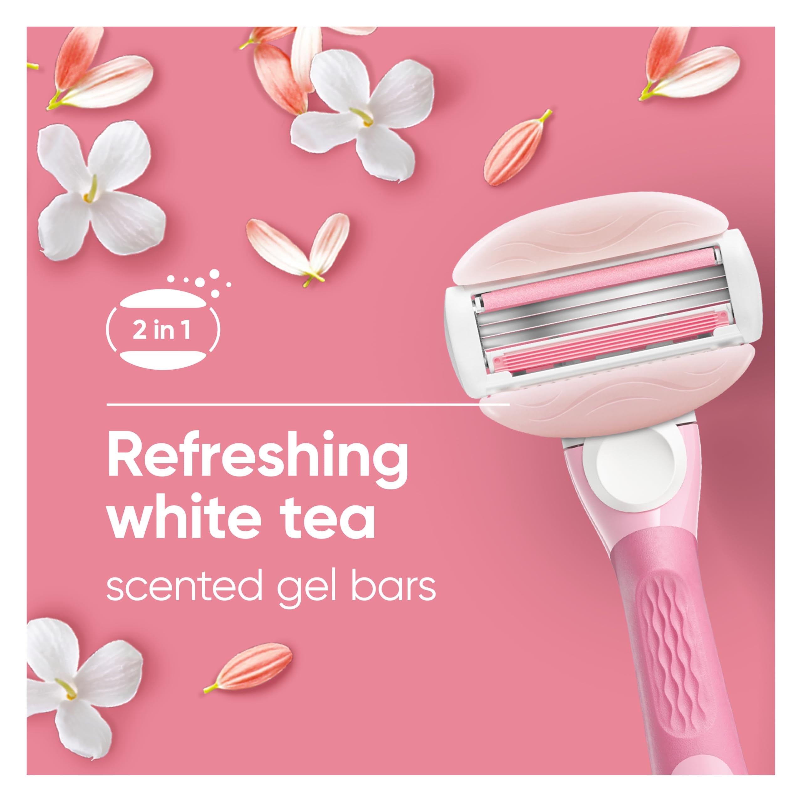 Gillette Venus ComfortGlide lubrication strip glides over skin, reducing irritation.