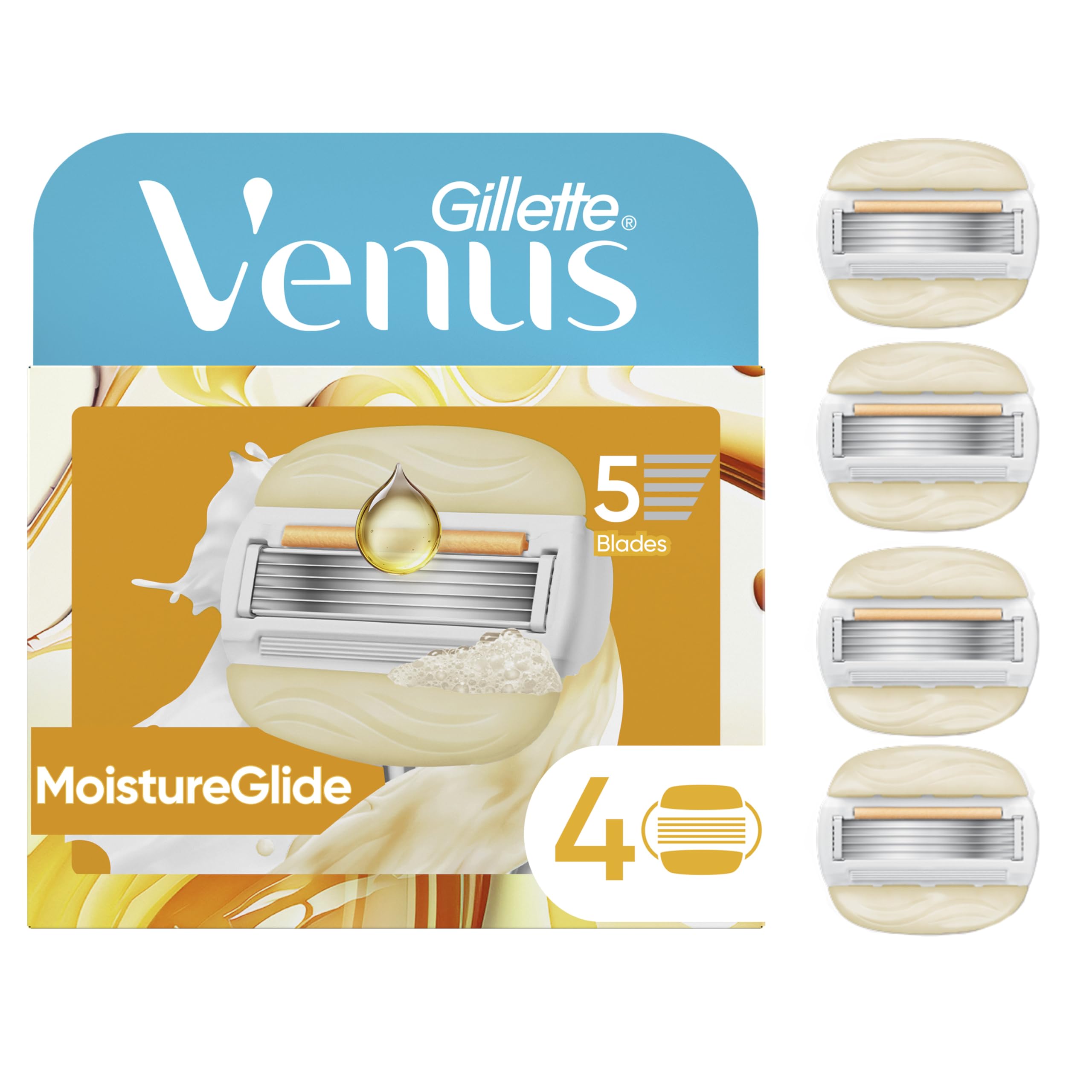 Gillette Venus MoistureGlide built-in gel bars close-up for hydration during shaving