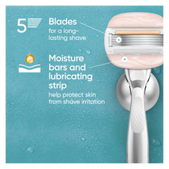 Gillette Venus MoistureGlide five-blade refill close-up delivers smooth skin with every pass