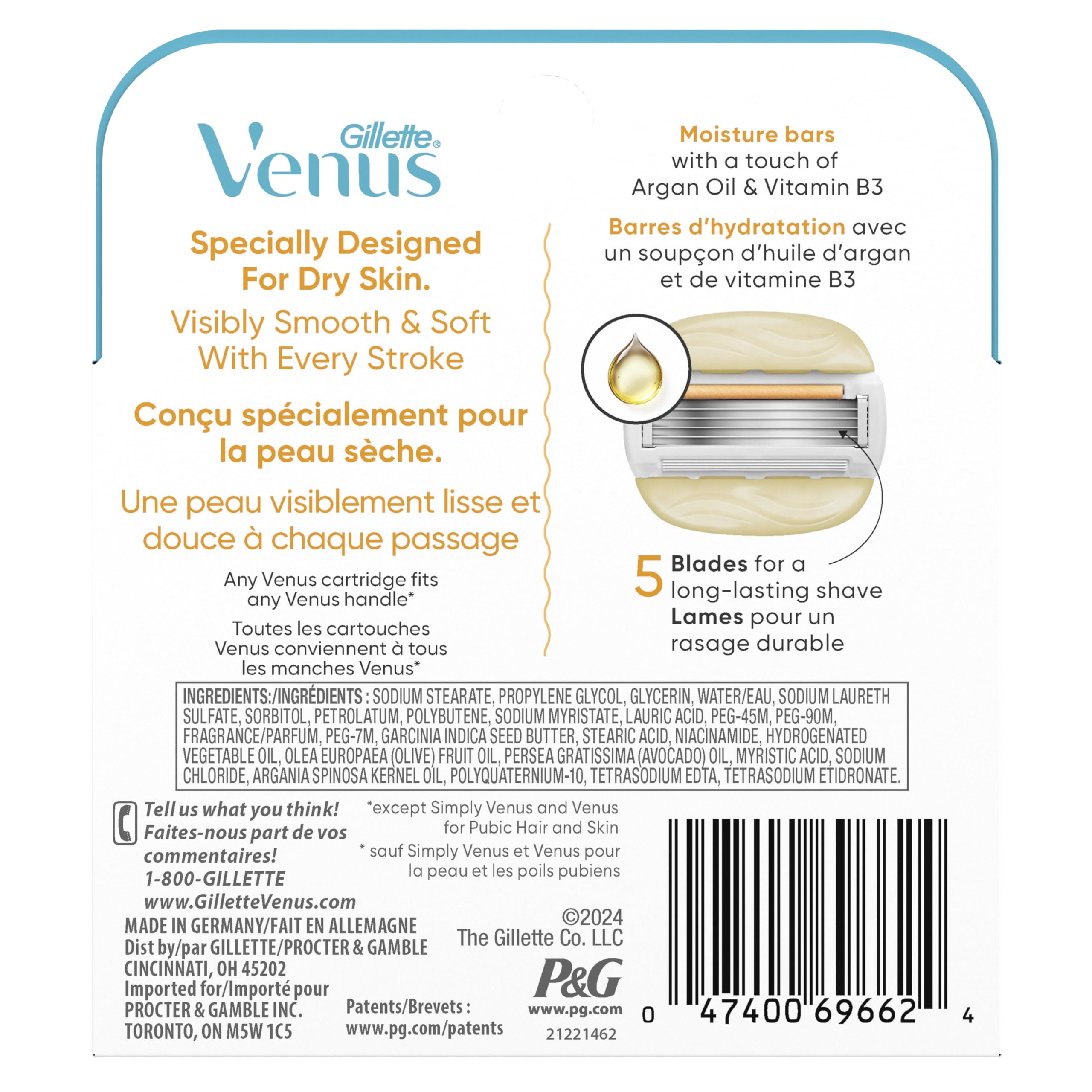 Gillette Venus MoistureGlide packaging design close-up highlighting recyclability