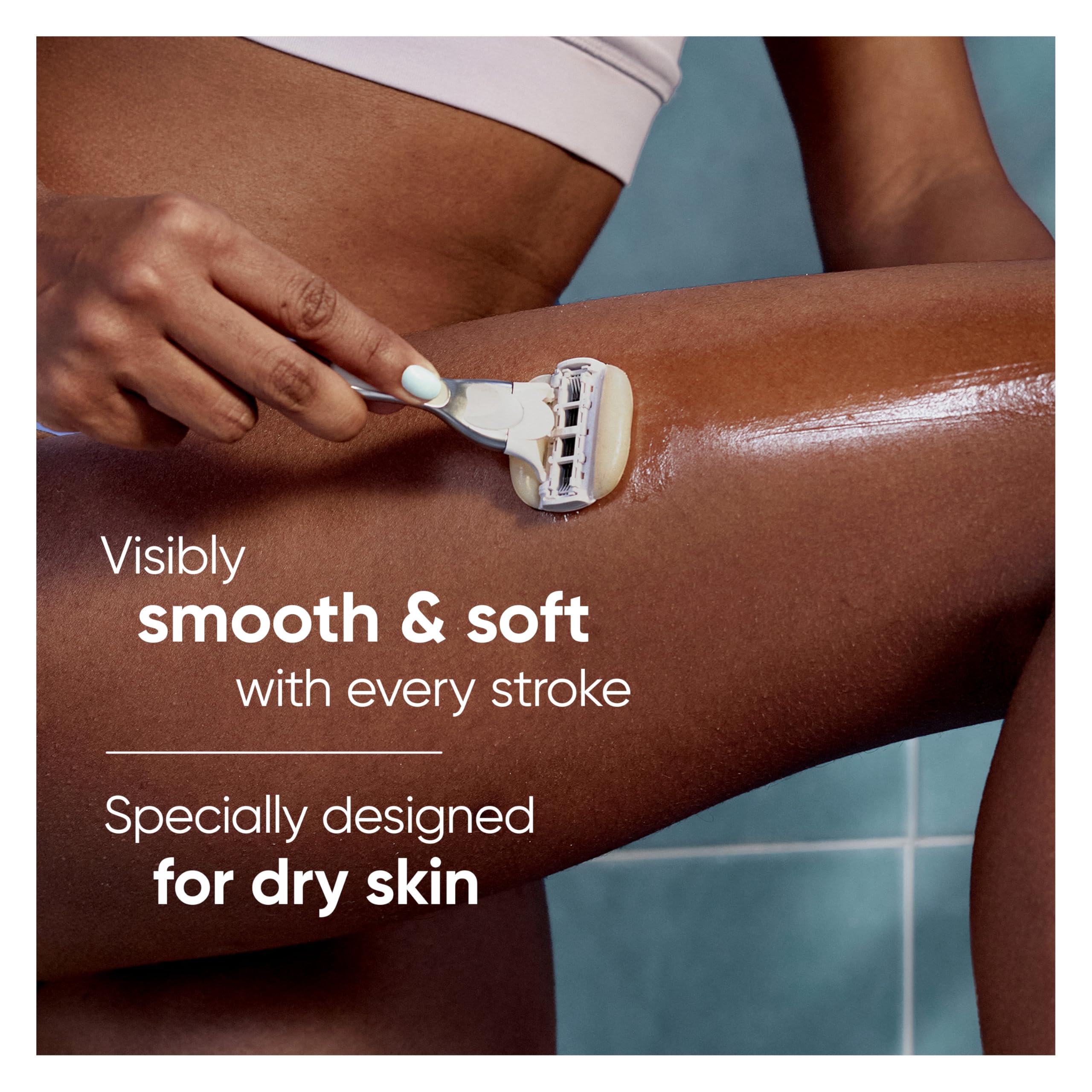 Weighted metal handle from Venus Moistureglide offers precise control during shaving