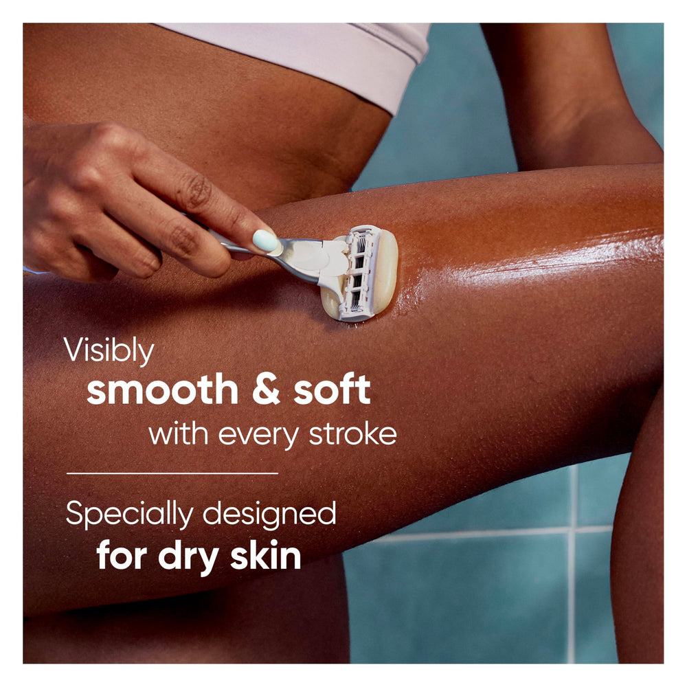 Weighted metal handle from Venus Moistureglide offers precise control during shaving